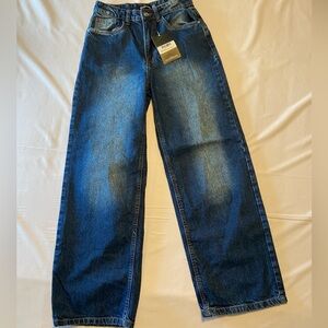 PrettyLittleThing NWT High Waist Baggy Wide Leg Y2K Denim Jeans Women's Size 6